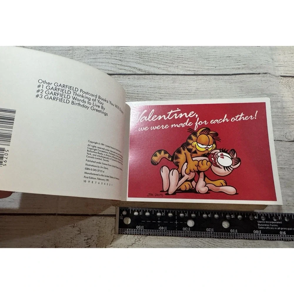 Vintage 1991 Garfield Be My Valentine Postcard Book 30 Full Color Postcards Tb14